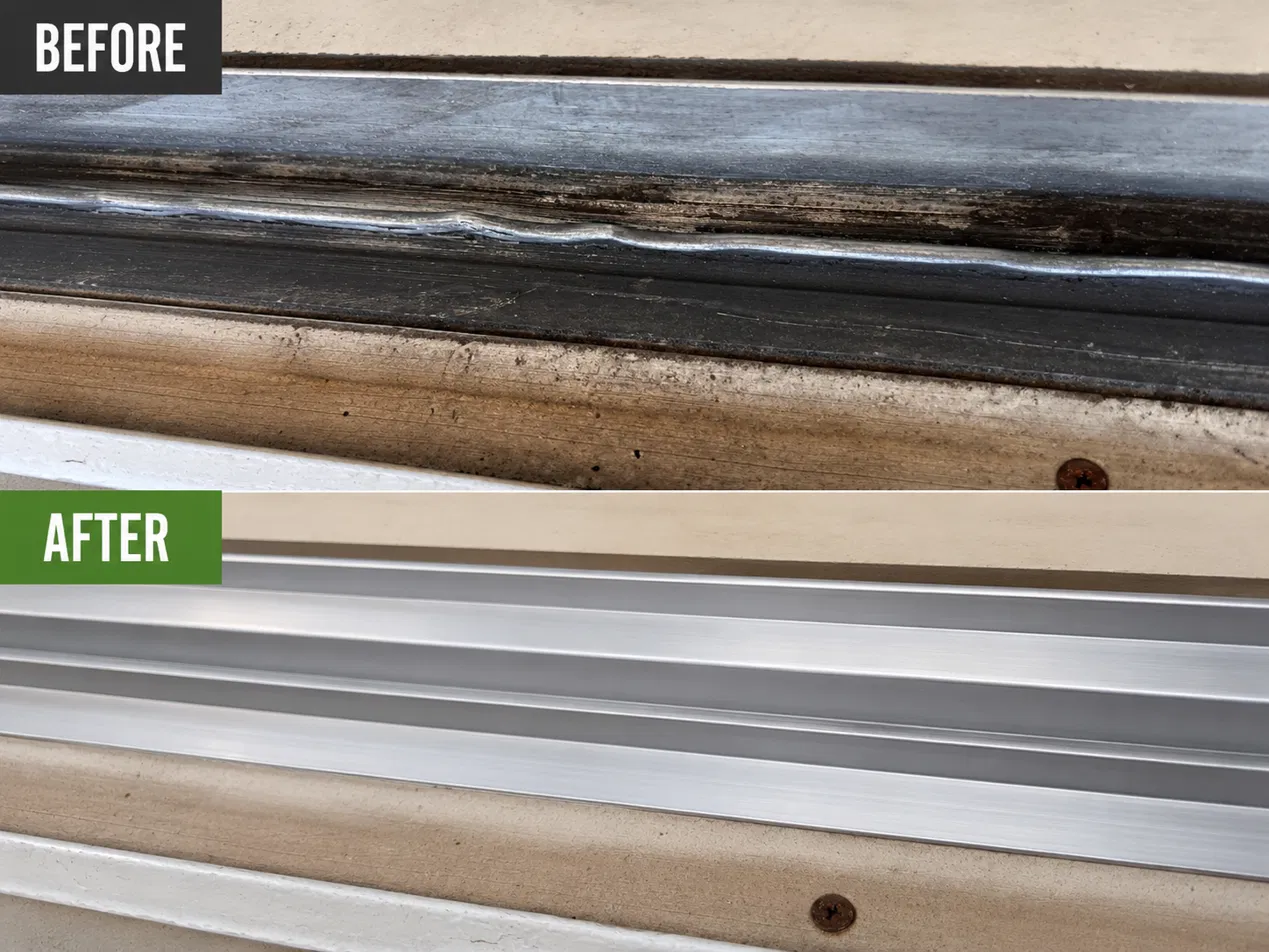 Sliding door track before and after restoration by WeFix
