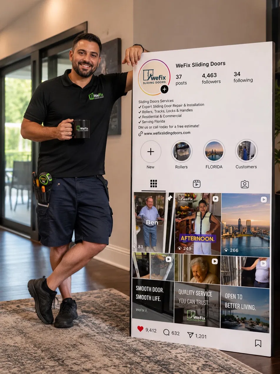 WeFix Sliding Doors owner with the company social media profile